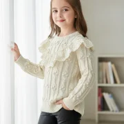 Ensemble tricot et pantalon simili cuir pour fille