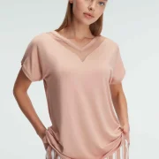 Ensemble pyjama, demi manches , col V, avec Rayures