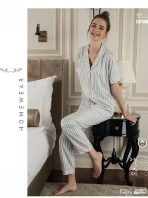 Ensemble Pyjama Satin de Coton demi-Manche
