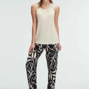 Ensemble Pyjama Sans Manches, Col Rond,