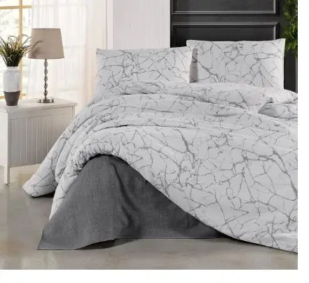Parure de Lit Double Polycoton MARBRE Housse - Drap - 4 Taies d'oreiller – Image 3