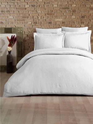 Parure de Lit Double SATIN DE COTON - BLANC