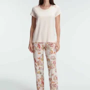 Ensemble pyjama, manche courte , col rond, avec Dentelle
