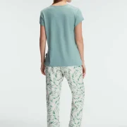 Ensemble pyjama, demi manches , col V, avec dentelle