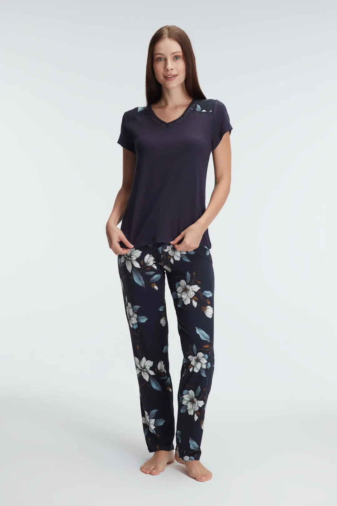 Ensemble pyjama, manche courte , col V, avec Dessins