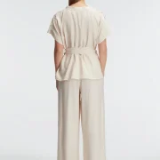 Ensemble, Col en V, Manches Courtes, Dentelle PREMIUM