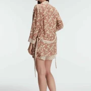 Ensemble 3 Pièces, Body en Crochet et Pyjama à Motifs Floraux