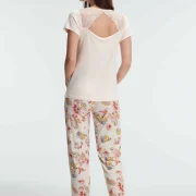 Ensemble pyjama, manche courte , col rond, avec Dentelle