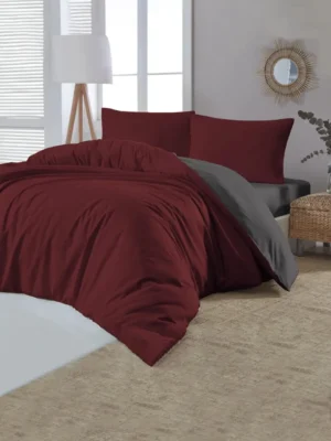 Parure de Lit Double Polycoton DOUCEUR D'AZUR   Housse - Drap - 4 Taies d'oreiller