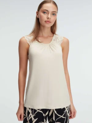 Ensemble Pyjama Sans Manches, Col Rond,