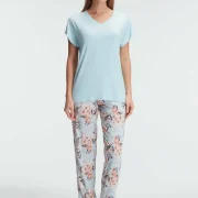 Ensemble pyjama, manche courte , col rond, avec Dentelle