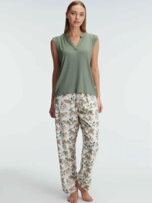 Ensemble pyjama, sans manches , col V
