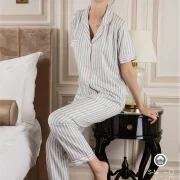 Ensemble Pyjama Satin de Coton demi-Manche