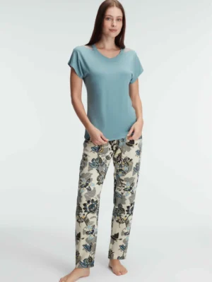 Ensemble Pyjama en Tulle Transparent, Motifs Floraux