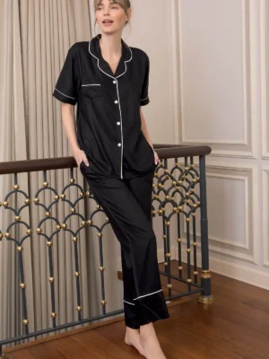 Ensemble Pyjama Satin de Coton demi-Manche
