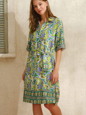 Robe Longue à Motifs Floraux, Demi-Manches
