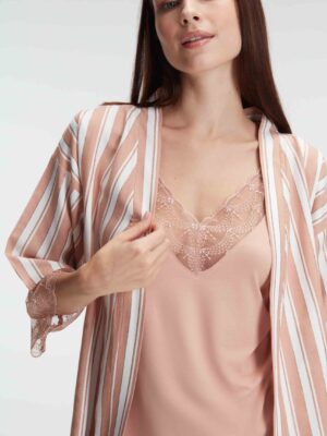 Ensemble pyjama 3 Pièces à rayures, col en V