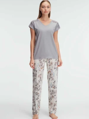 Ensemble Pyjama  à Manches Courtes, Bambou avec Motifs Floraux